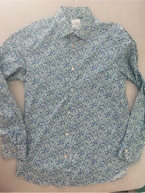 Paul Smith Blue and White Floral Button-Down Shirt